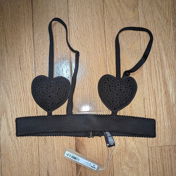 NWT SKIMS JELLY SHEER RHINESTONE HEART BRALETTE IN ONYX - Picture 4 of 5